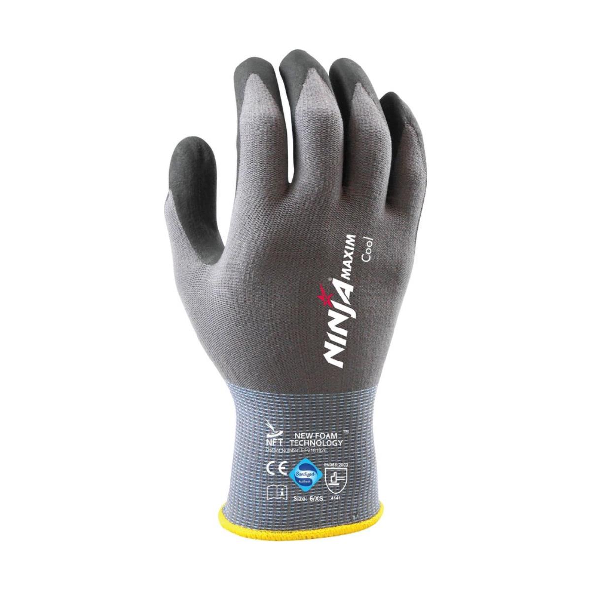 Ninja Maxim Cool werkhandschoenen – maat 9 – grijs/zwart – 12 paar